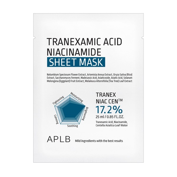 APLB APLB Tranexamic Acid Niacinamide Sheet Mask, aufhellend Tuchmaske mit Säure mit Tranexamsäure und Niacinamid, 25 ml — Inhaltsstoffe und Bewertung