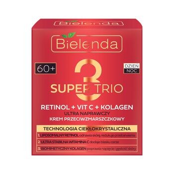 Bielenda Super Trio, ultra naprawczy krem przeciwzmarszczkowy RETINOL + VIT C + KOLAGEN 60+, 50 ml