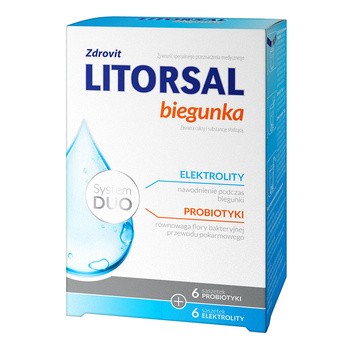 Zdrovit Litorsal Biegunka, 6 saszetek Probiotyki + 6 saszetek Elektrolity