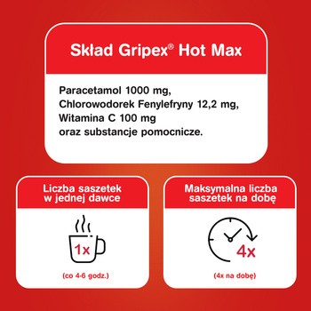 Gripex Hot MAX, proszek do sporządzenia roztworu doustnego, 8 saszetek