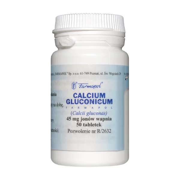 Calcium gluconicum 45 mg Ca2+ 50 tabletek [FARMAPOL]
