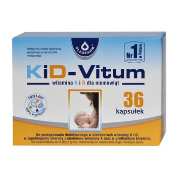 K i D-Vitum, witamina K i D dla niemowląt, kapsułki twist-off, 36 szt.
