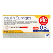 PiC Insulin Syringes, strzykawki insulinowe, jednorazowe, 0,3 ml 31G x 8 mm, 100 szt. https://azcdn.doz.pl/image/d/product/697aba47-scale-180x180.png