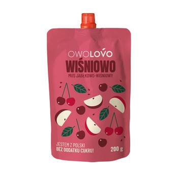 Owolovo Wiśniowo, mus jabłkowo - wiśniowy, 200 g