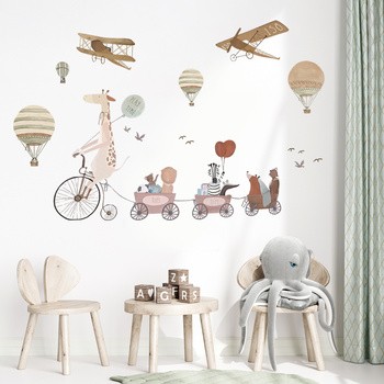 Sipo, Naklejki na ścianę dla dzieci, Żyrafa na rowerze, 1 szt.