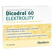 Dicodral 60, elektrolity, smak bananowy, 12 saszetek