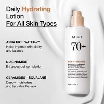 Anua Rice 70+ Intensive Moisturizing Milk, mleczko do twarzy, 150 ml