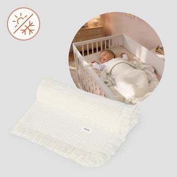 Lionelo Muslin Blanket, niemowlęcy kocyk muślinowy, Natural Cream, 1 szt.