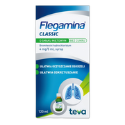 Flegamina, 4 mg/5 ml, syrop o smaku miętowym, bez cukru, 120 ml