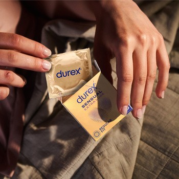 Durex Sensual Extra Lube, prezerwatywy super cienkie, z lubrykantem, 3 szt.