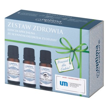 Zestaw Optima Natura Zdrowie, olejek Złodziei®, 10 ml + olejek lawendowy, 10 ml + olejek eukaliptusowy, 10 ml