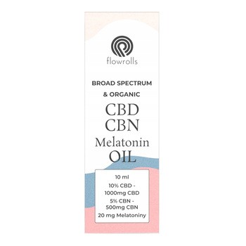 Flowrolls, Olejek konopny, Broad Spectrum CBD 10% + CBN 5% + Melatonina, 10 ml