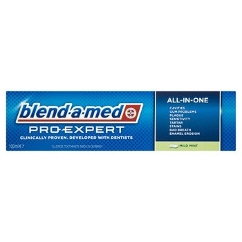 Blend-a-med, Pro-Expert, All-In-One, Mild Mint, kompleksowa ochrona, pasta do zębów z fluorem, 100 ml