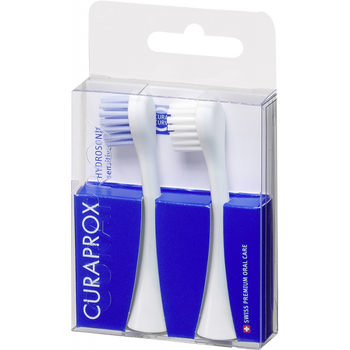 Curaprox Hydrosonic Sensitive Duo, główki szczoteczki sonicznej, biała i niebieska, 2 szt.