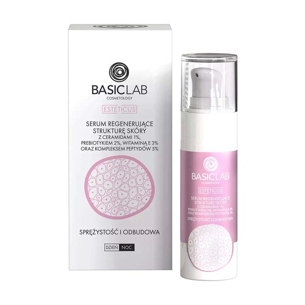 BasicLab BasicLab Esteticus, serum, regenerujące z ceramidami 1% i kompleksem peptydów 5%, sprężystość i odbudowa, 50 ml
