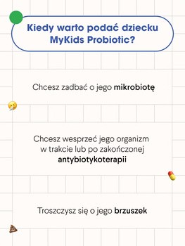 MyKids Probiotic, proszek, smak truskawkowy, 30 saszetek