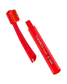 Curaprox Travel Set Kids, zestaw podróżny dla dzieci 6-12 lat, czerwony, 1 szt.