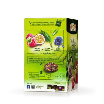 Big-Active, Zielona herbata w torebkach z maliną i marakują, 30 g (1,5 g x 20 szt.)