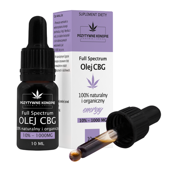 Pozytywne konopie, Olejek konopny CBG 10%, krople, 10 ml