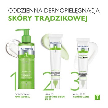 Pharmaceris T Sebostatic Day, Przeciwtrądzikowy Krem Normalizujący ,SPF30, 40 ml