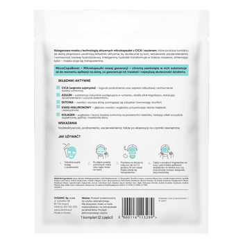 L'biotica, maska kolagenowa z CICA i azulenem w mikrokapsułkach, Ukojenie i Redukcja zaczerwienień, 1 szt.