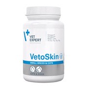 Vet Expert Vetoskin Small breed and cats, preparat na skórę i sierść dla psów małych ras oraz kotów, kapsułki, 60 szt. https://azcdn.doz.pl/image/d/product/b0126db3-scale-180x180.png