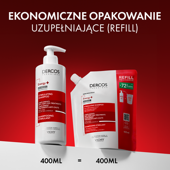 Vichy Dercos Energy+, szampon wzmacniający, opakowanie uzupełniające, 400 ml