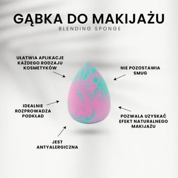 Donegal Blending Sponge, gąbka do makijażu, marmurek różowo-niebieski, 1 szt.