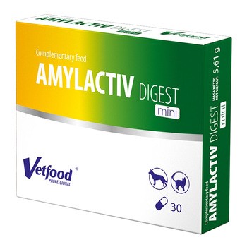 Vetfood Amylactiv Digest mini, preparat enzymatyczny dla psów i kotów małych ras, kapsułki, 30 szt.