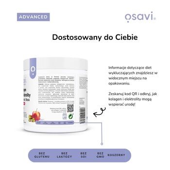 Osavi Kolagen & Elektrolity Witalność i Blask, proszek, smak jabłko - rabarbar, 390 g