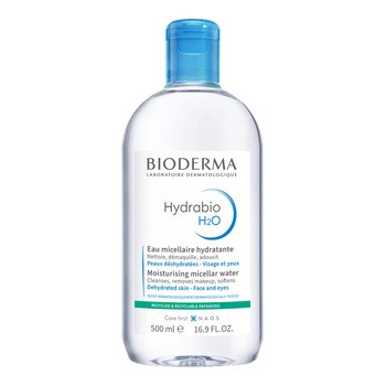 Bioderma Hydrabio H2O, nawilżająca woda micelarna do oczyszczania twarzy i zmywania makijażu, 500 ml