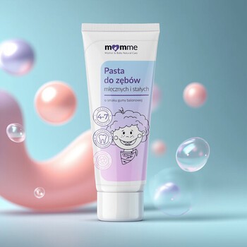 Momme, pasta do zębów mlecznych i stałych, 4-7 lat, guma balonowa, 50 ml