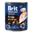 Brit Premium by Nature, pełnoporcjowa karma mokra dla psów dorosłych wszystkich ras, smak rybny z rybią skórą, 800 g