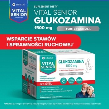 Vital Senior Glukozamina 1500 mg, saszetki z proszkiem, smak wiśnia - jabłko, 30 szt.