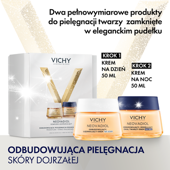 Zestaw Vichy Neovadiol Kompleks uzupełniający, odbudowujący i ujędrniający krem na dzień dla skóry suchej, 50 ml + odbudowujący i modelujący owal twarzy krem na noc, 50 ml