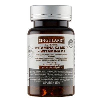 Singularis Witamina K2 MK-7 + D3, kapsułki miękkie, 60 szt.