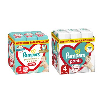 Zestaw Pampers Premium Care Pants 3 (6-11 kg), 144 szt. + Pampers Pants 4 (9-15 kg), 176 szt.