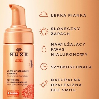 Nuxe Sun, pianka samoopalająca, nawilżająca., 150 ml