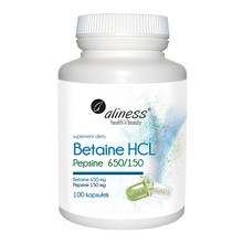 Aliness Betaina HCL + Pepsyna 650/150, kapsułki, 100 szt.