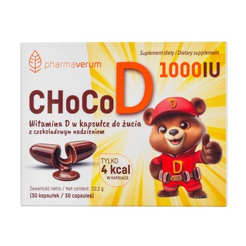 CHoCoD 1000 IU, kapsułki miękkie do żucia, smak czekoladowy, 30 szt.