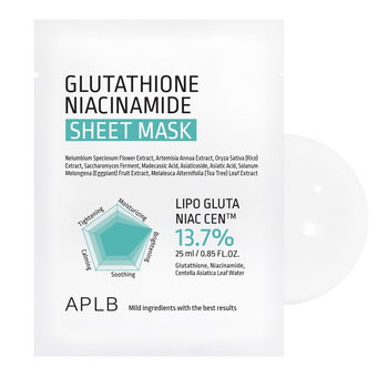APLB Glutathione Niacinamide, maska na twarz w płachcie, 25 ml