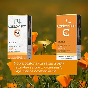 Uzdrovisco Pre-age, antyoksydacyjne serum 9% witaminy C na przebarwienia, 30 ml