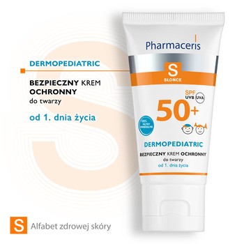 Pharmaceris S, bezpieczny krem ochronny do twarzy od 1. dnia życia, SPF 50+, 50 ml