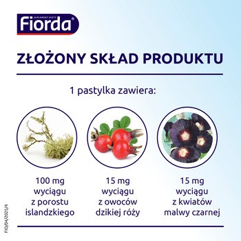 Fiorda, pastylki do ssania, smak malinowy, 30 szt.