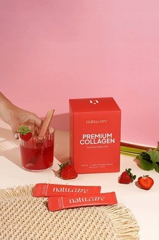 Natu Care Premium Collagen 5000 mg, saszetki z proszkiem, smak truskawka-rabarbar, 30 szt.