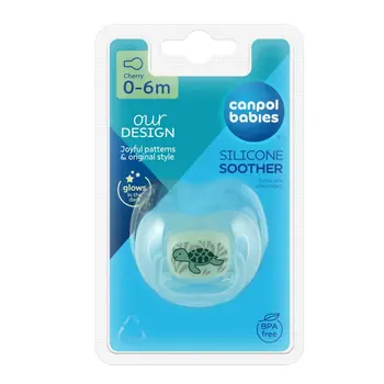 Canpol Babies Love&Sea, smoczek uspokajający, silikonowy okrągły, 0-6 m, niebieski, 1 szt.
