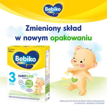 Bebiko Junior 3 NUTRIflor Expert, odżywcza formuła na bazie mleka, powyżej 1. roku życia, proszek, 350 g