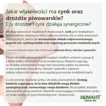 Humavit Drożdże piwowarskie + Cynk, tabletki, 250 szt.