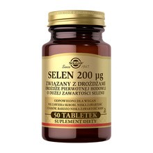 Solgar Selen, 200 µg, związany z drożdżami, tabletki, 50 szt.