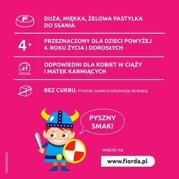 Fiorda Junior, pastylki do ssania o smaku malinowym, 15 szt.